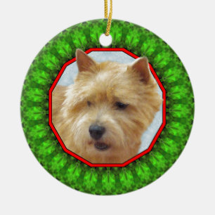 Lycklig Howliday för Norwich Terrier Julgransprydnad Keramik