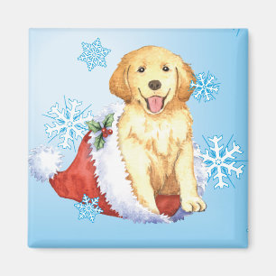 Lycklig Howliday Golden Retriever Magnet