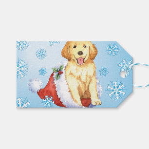 Lycklig Howliday Golden Retriever Presentetikett
