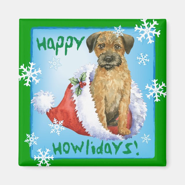 Lycklig Howliday Gräns Terrier Magnet (Framsidan)