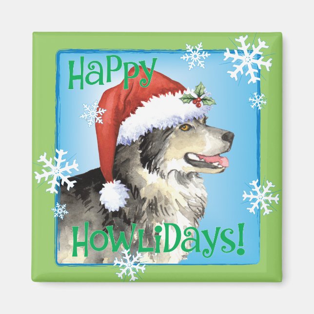 Lycklig Howliday Malemute Magnet (Framsidan)