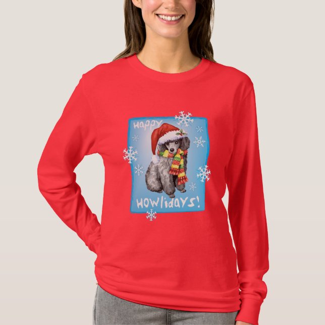 Lycklig Howliday Miniature Pudel Tee Shirt (Framsida)