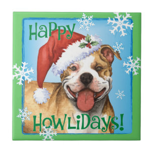 Lycklig Howliday Pit Bull Terrier Kakelplatta
