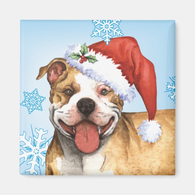 Lycklig Howliday Pit Bull Terrier Magnet (Framsidan)
