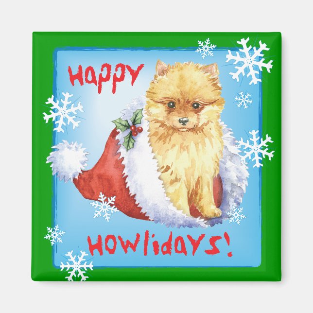 Lycklig Howliday Pommern Magnet (Framsidan)