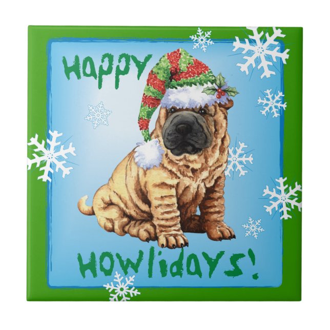 Lycklig Howliday Shar-Pei Kakelplatta (Framsidan)