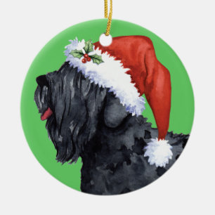 Lycklig Howliday svart rysk Terrier Julgransprydnad Keramik