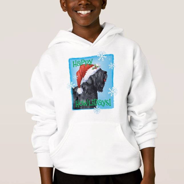 Lycklig Howliday svart rysk Terrier Tee (Framsida)