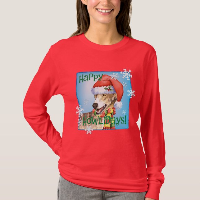 Lycklig Howliday vinthund T-shirt (Framsida)
