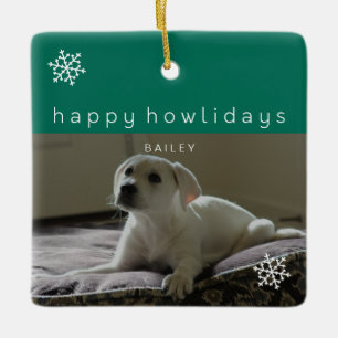 Lycklig Howlidays Add your Photo Grönt Pet Ornamen Julgransprydnad Keramik