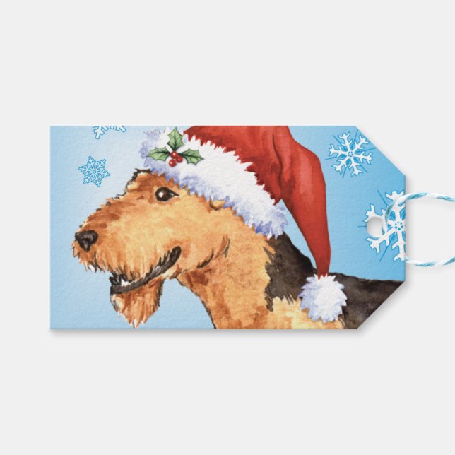 Lycklig Howlidays Airedale Presentetikett (Framsidan (Horisontell))