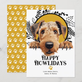 Lycklig Howlidays Airedale Terrier Hund jul Julkort