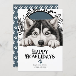 Lycklig Howlidays Alaska Malamute Hund jul Julkort