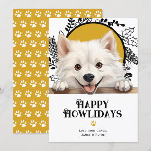Lycklig Howlidays American Eskimo Hund jul Julkort