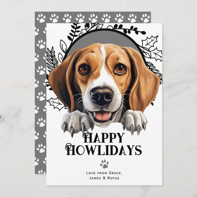 Lycklig Howlidays American Foxhound Hund jul Julkort (Fram/baksida)