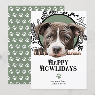 Lycklig Howlidays American Pit Bull Dog jul Julkort