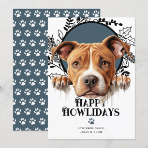 Lycklig Howlidays American Pit Bull Terrier Julkort