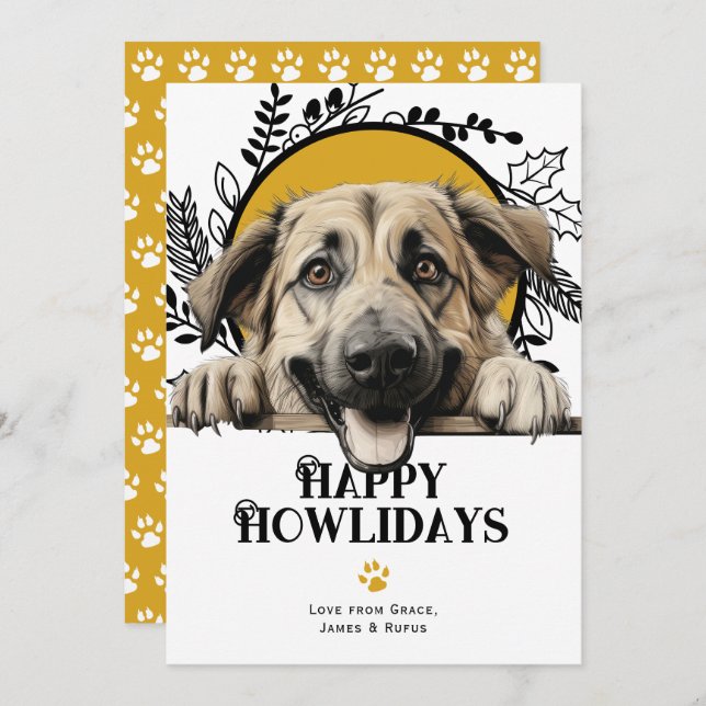 Lycklig Howlidays Anatolian Shepherd Hund Julkort (Fram/baksida)