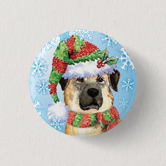Lycklig Howlidays Anatolian Shepherd Pinback Butto Knapp (Framsida)