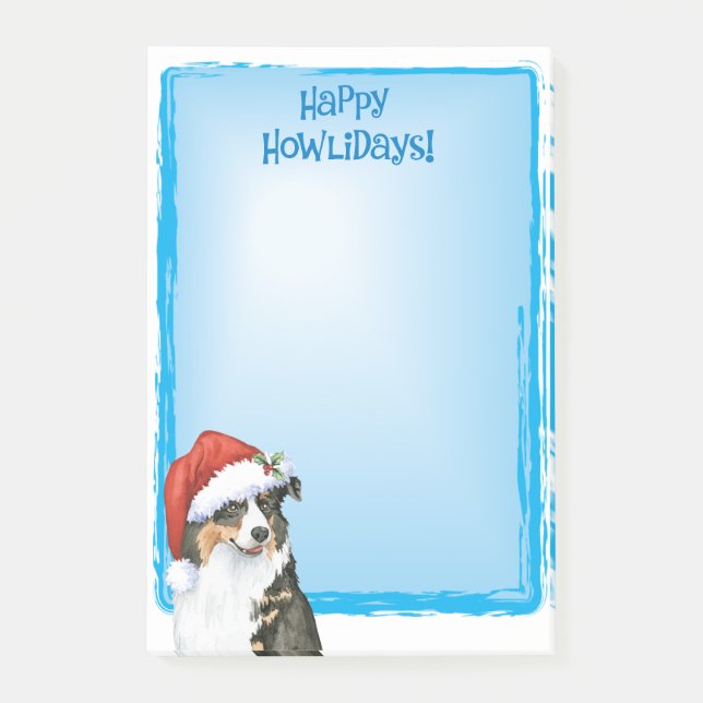 Lycklig Howlidays australian shepherd Post-it Block (Framsida)