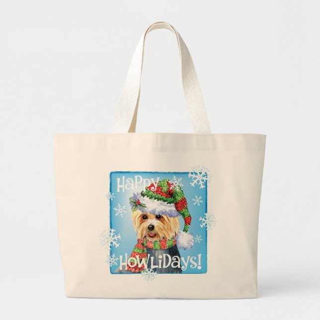 Lycklig Howlidays Australian Terrier Large Tote Ba Jumbo Tygkasse (Framsidan)