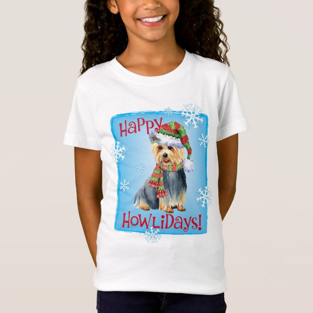 Lycklig Howlidays Australian Terrier T-Shirt (Framsida)