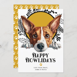 Lycklig Howlidays Basenji Hund jul Julkort