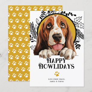Lycklig Howlidays Bassett Hound Hund jul Julkort