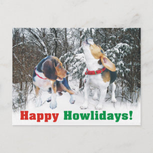 Lycklig Howlidays! Beagle Snowy Skogen-vykort Helg Vykort
