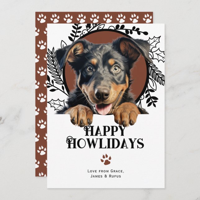 Lycklig Howlidays Beauceron Hund jul Julkort (Fram/baksida)