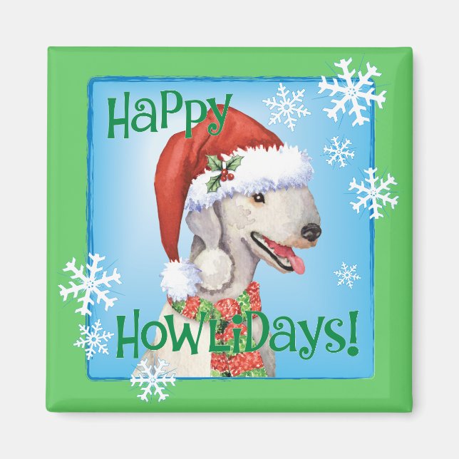 Lycklig Howlidays Bedlington Terrler Magnet (Framsidan)