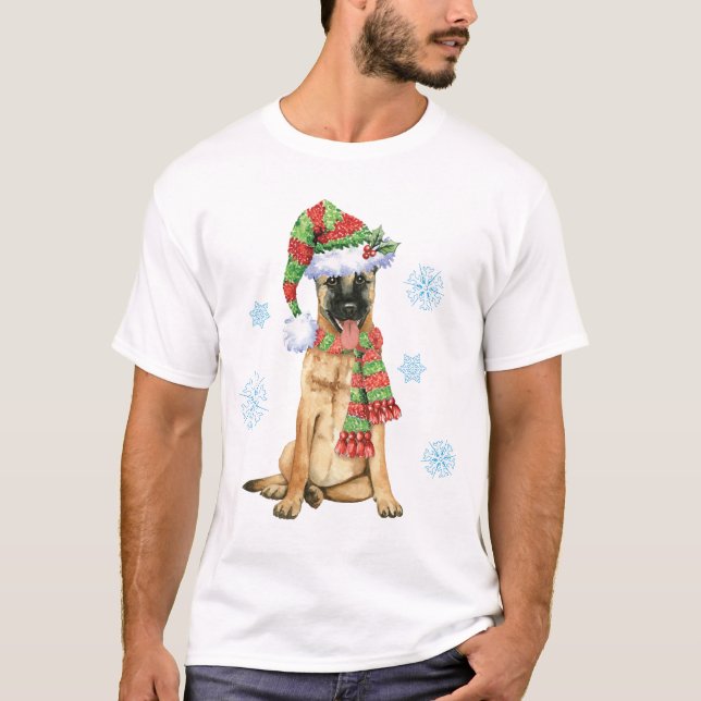 Lycklig Howlidays belgare Malinois T Shirt (Framsida)
