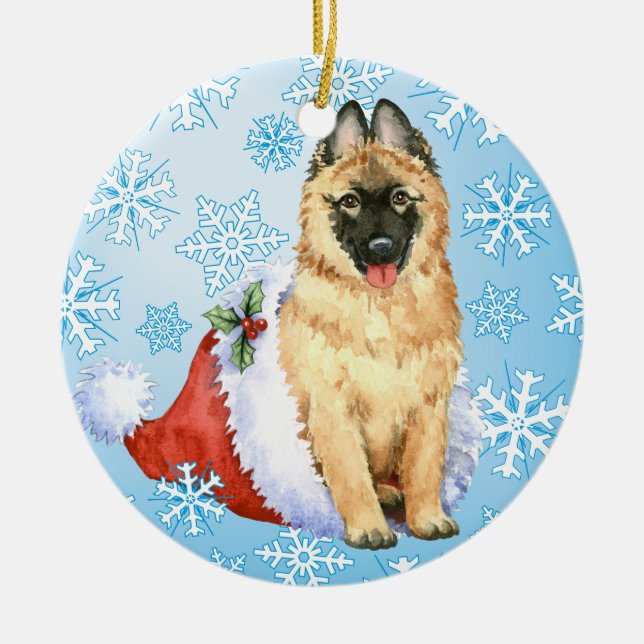 Lycklig Howlidays belgare Tervuren Julgransprydnad Keramik (Framsidan)