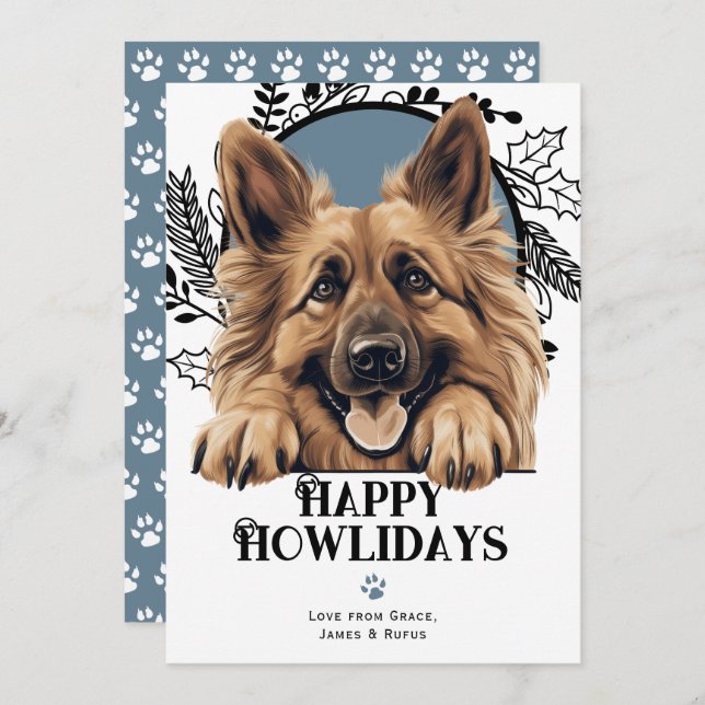 Lycklig Howlidays Belgiska Tervuren Hund jul Julkort (Fram/baksida)