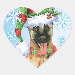 Lycklig Howlidays Belgium Malinois Hjärtformat Klistermärke