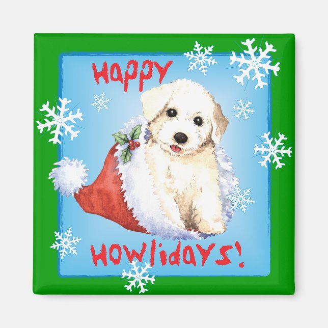 Lycklig Howlidays Bichon Magnet (Framsidan)