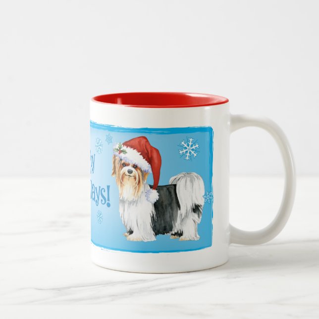 Lycklig Howlidays Biewer Terrier 2-Tone Coffee Mug Två-Tonad Mugg (Höger)