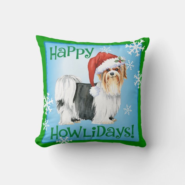 Lycklig Howlidays Biewer Terrier Dekorativ kudde (Framsida)