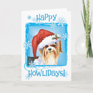 Lycklig Howlidays Biewer Terrier-Helgdag-kort Helgkort