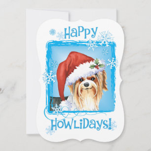 Lycklig Howlidays Biewer Terrier-Helgdag-kort Julkort