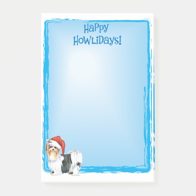 Lycklig Howlidays Biewer Terrier Post-it Notes Block (Framsida)