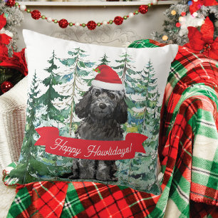 Lycklig Howlidays Black Cockapoo Hund jul Kudde