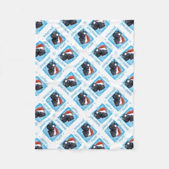 Lycklig Howlidays Black Russian Terrier Fleecefilt (Framsidan)