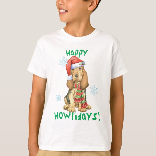 Lycklig Howlidays Bloodhound T-Shirt (Framsida)