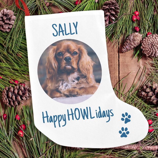 Lycklig HOWLidays Blue jul Pet Photo Liten Julstrumpa (Skapare uppladdad)
