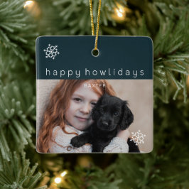 Lycklig Howlidays Blue Photo Hund Julgransprydnad Keramik