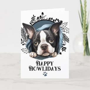 Lycklig Howlidays Boston Terrier Hund jul Helgkort