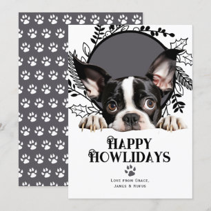 Lycklig Howlidays Boston Terrier Hund jul Julkort