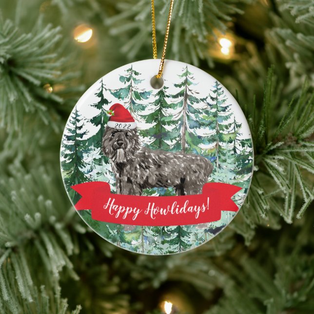 Lycklig Howlidays Bouvier des Flandres Hund jul Julgransprydnad Keramik (Träd)