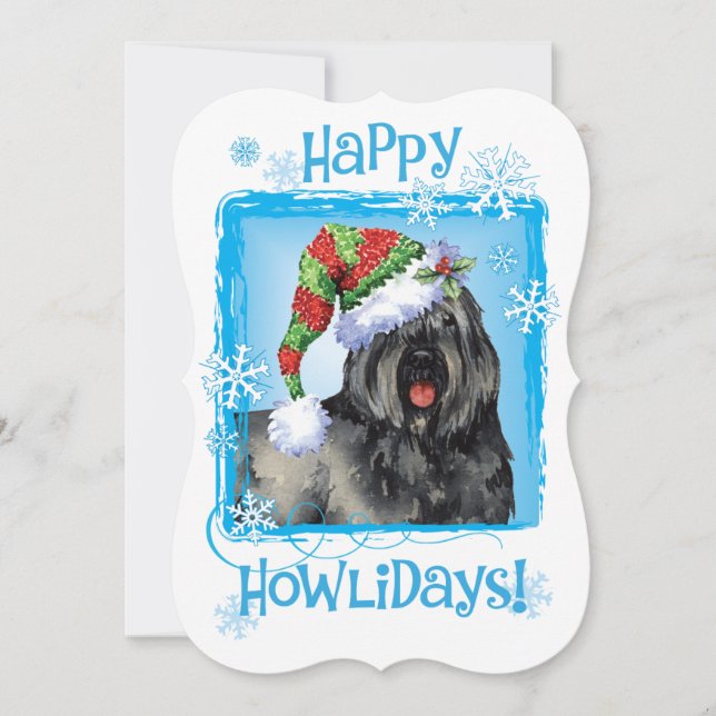Lycklig Howlidays Bouvier Julkort (Framsida)